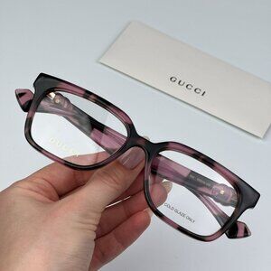 Gucci GG1537OK 004 BRAND NEW Eyeglasses Pink Havana Square Women